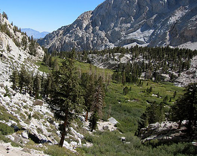 Mountain scenery experienced using rented backpacking gear
